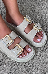 Tenzin Cream Linen Slides
