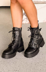 Xyola Black Buckle Up Boots
