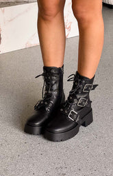Xyola Black Buckle Up Boots