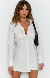 Broken Heart Shirt Dress White