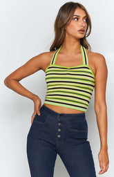 Enforcer Striped Halter Top Yellow