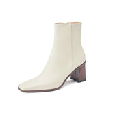 Square Toe Zipper Motorcycle Ankle Boots