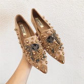 Flat Pointed Toe Metal Details Mule Shoes