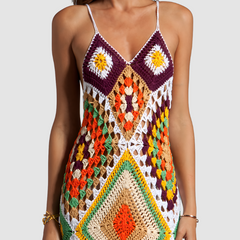 Multicolor Hand Crochet Maxi Dress