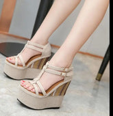 16CM Wedge Heeled Thick Bottom Women's Shoes