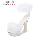 Feather Thick High Heels Platform Sandals