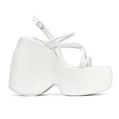 White High-heeled platform Ankle Strap Sandals