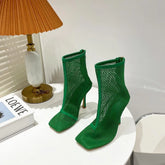 Hollow Mesh Zipper Stiletto Ankle Boots