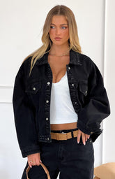 Hugo Black Oversized Denim Jacket