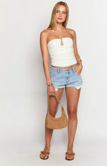 Kassy White Strapless Top