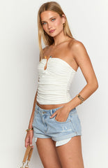 Kassy White Strapless Top