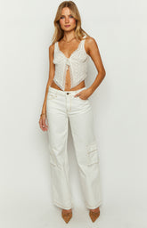 Kieran White Denim Cargo Pants