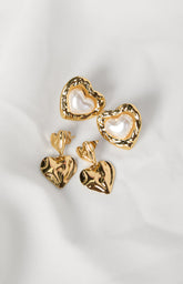 Lila Gold Love Heart Earring 2 Pack