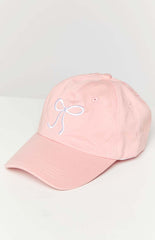 Liora Pink Embroidered Bow Baseball Cap
