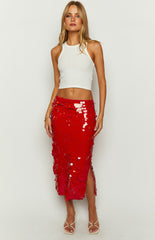 Lioness Night Rider Crimson Midi Skirt