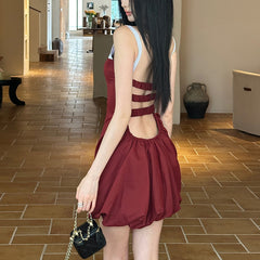 Elegant Square Neck Slim Fit Light Color Dress