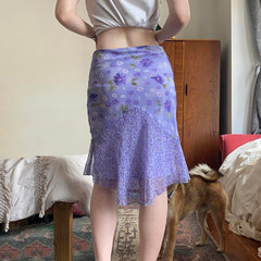 Rinoa Floral Mesh Midi Skirt