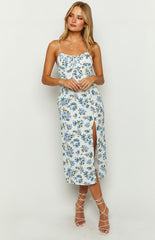 Sallie Blue Floral Midi Dress
