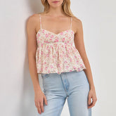 Sleeveless Spaghetti Strap Floral Print Camisole