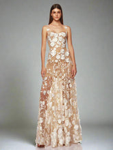 Floral Embroidered Mesh Maxi Dress