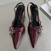 Pointed Toe Buckle Strap Pump Shoes