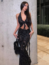Flocking Mesh 2 Piece Set Long Skirt and Top