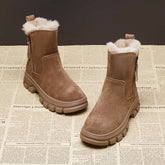 Suede Leather Side Zipper Warm Plush Snow Boot