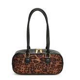 Leopard Faux Leather Zipper Handbag