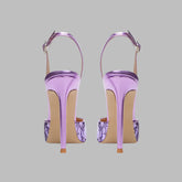Single button Back strap Sequins Thin heel Sandals