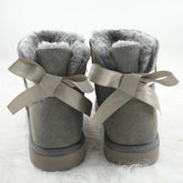 Suede Bow Low Snow Boots for Women