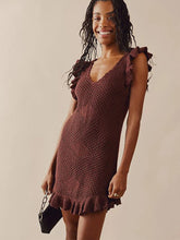 Ruffled Crochet Hollow Out Knit Beach Mini Dress