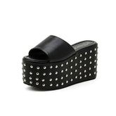 Rivet Wedge High Heel Gothic Punk Shoes