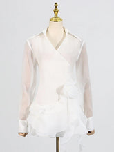 Appliques Ruffles Draped Long Sleeve Dress