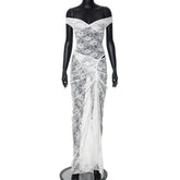 Lace Deep V Sleeveless Tight Split Long Dress