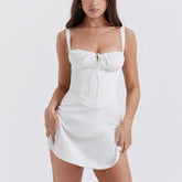 White Lace Up Corset Mini Dress