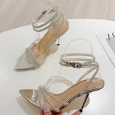 Crystal Thin High Heels Buckle Strap Shoes