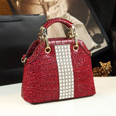Crocodile Print Lattice Diamond Shoulder Bag