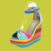 Rainbow Bowknot Hemp Bottom Platform Shoes
