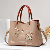 Embroidered Leather Shoulder Bag
