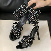 Flower Crystal Rhinestone Ankle Strap Banquet Shoes
