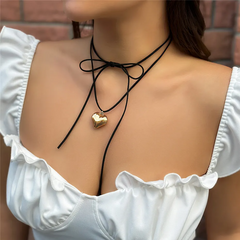 Petite Love Pendant Velvet String Necklace