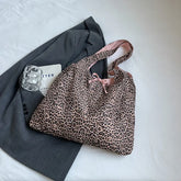 Large Leopard Cloth Underarm Tote Bags