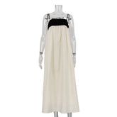 Contrast Color Block Open Back Long Dress