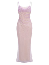 Chain Spaghetti Straps Sequins Maxi Dress