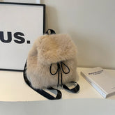 Soft Faux Fur Small Solid Color Backpack