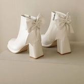 Platform High Heels Back Bowtie Ankle Boots