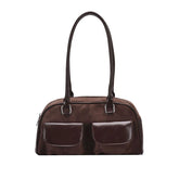 PU Leather Double Pockets Design Underarm Bag
