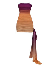 Ombre Draped Bodycon Tube Mini Dress
