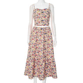 Floral Print Tank Top Long Skirt Two Piece Set