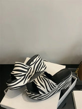 Zebra Stripes Thick Bottom Heels Banquet Slides Shoes